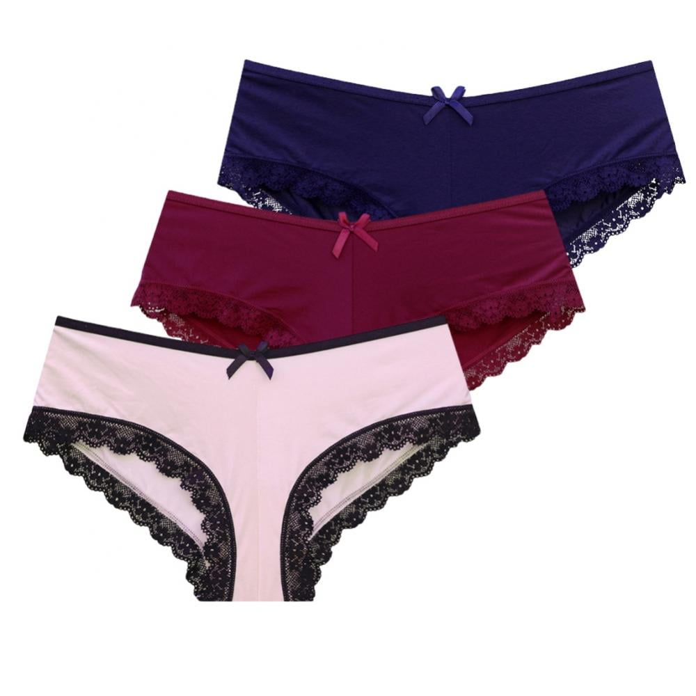 Xmarks Lace Trim Hipster Panties for Women Ladies Lace Bikini Panties