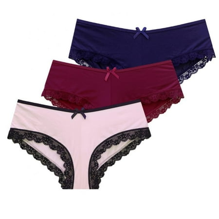 

Linen Purity Womens Lace Trim Panties Floral Lace Underwear Plus Size Hipster Panty for Ladies Breathable Soft Stretch Panty Underpants XS-2XL(3-Packs)