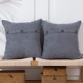 thumbnail image 1 of Large Dark Grey Pillow Covers 24x24 Inch with Triple Buttons Set of 2 Chenille Rustic Farmhouse Decorative Throw Pillow Covers Square Cushion Case for Home Sofa Couch Decoration, 1 of 7