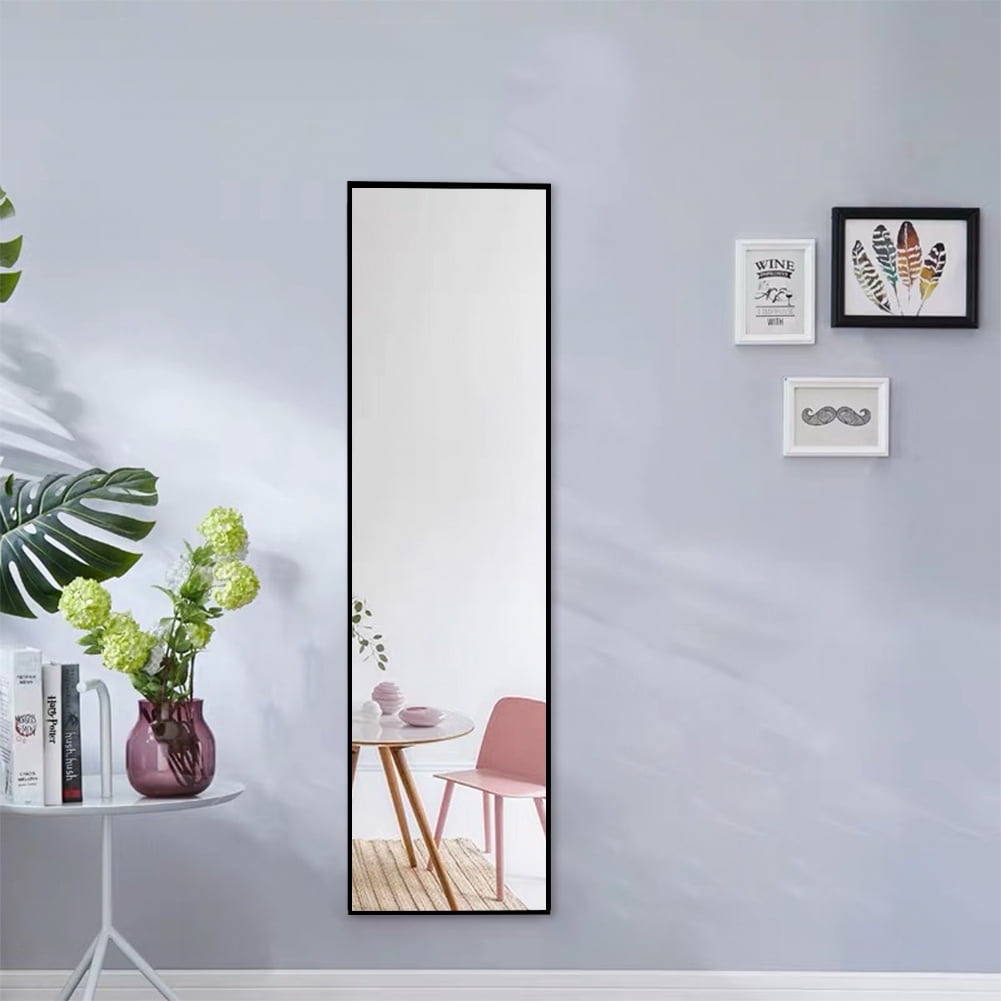 Full Length Mirror, 50” x 14" Modern Door Mirror with Hanging Hooks