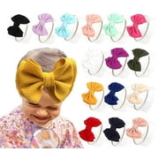 DANMY Baby Girl Nylon Headbands Newborn Infant Toddler Bow Hairbands Soft Headwrap Children Hair Accessories (15pack-pink set)