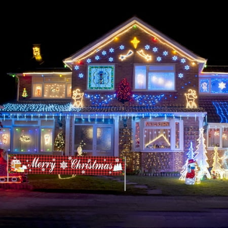 Large Merry Christmas Banner | Outdoor Red Grid Christmas Banner