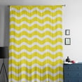 thumbnail image 5 of Yellow Moire Semi Sheer Curtains Drapes for Living Room, Bedroom, French Doors Window 96 Inches Long, Water Ripple Stripe Farmhouse Rod Pocket Chiffon Curtain Drapery Voile Draperies Panel, 5 of 6
