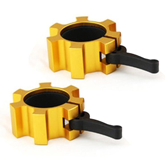 Barbell Buckle Lock Aluminum Alloy Barbell Collar Lock Clip Clamp2pcsyellow