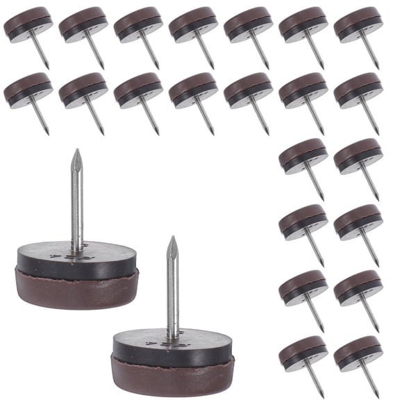 LOLIPPYY 40Pcs Furniture Foot Levelers Brown Nail on Chair Glides Anti Sliding Pads for Wood Floors