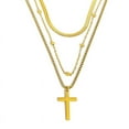 thumbnail image 1 of Zhuge Colgante de collar hecho a mano, collar con colgante de cruz de acero de titanio de tres capas (oro), 1 of 5