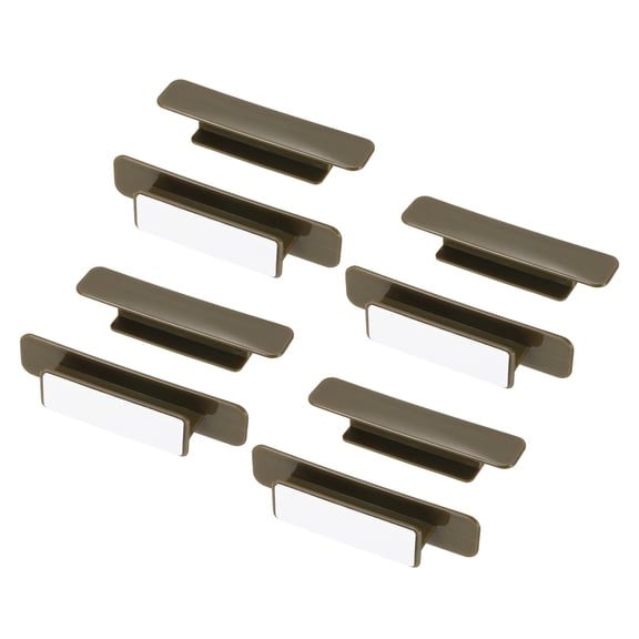 Uxcell 6 Pcs Adhesive Cabinet Handles, 4.3" Self-Stick Drawer Handle, No Drill Plastic Cabinet Knobs Helper for Closet, Sliding Shower Door, Window, Wardrobe, Coffee