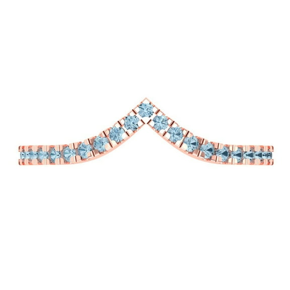 0.1725 ctw Wedding Band for Women - 18K Rose Gold Simulated Blue Diamond Stackable Eternity Ring