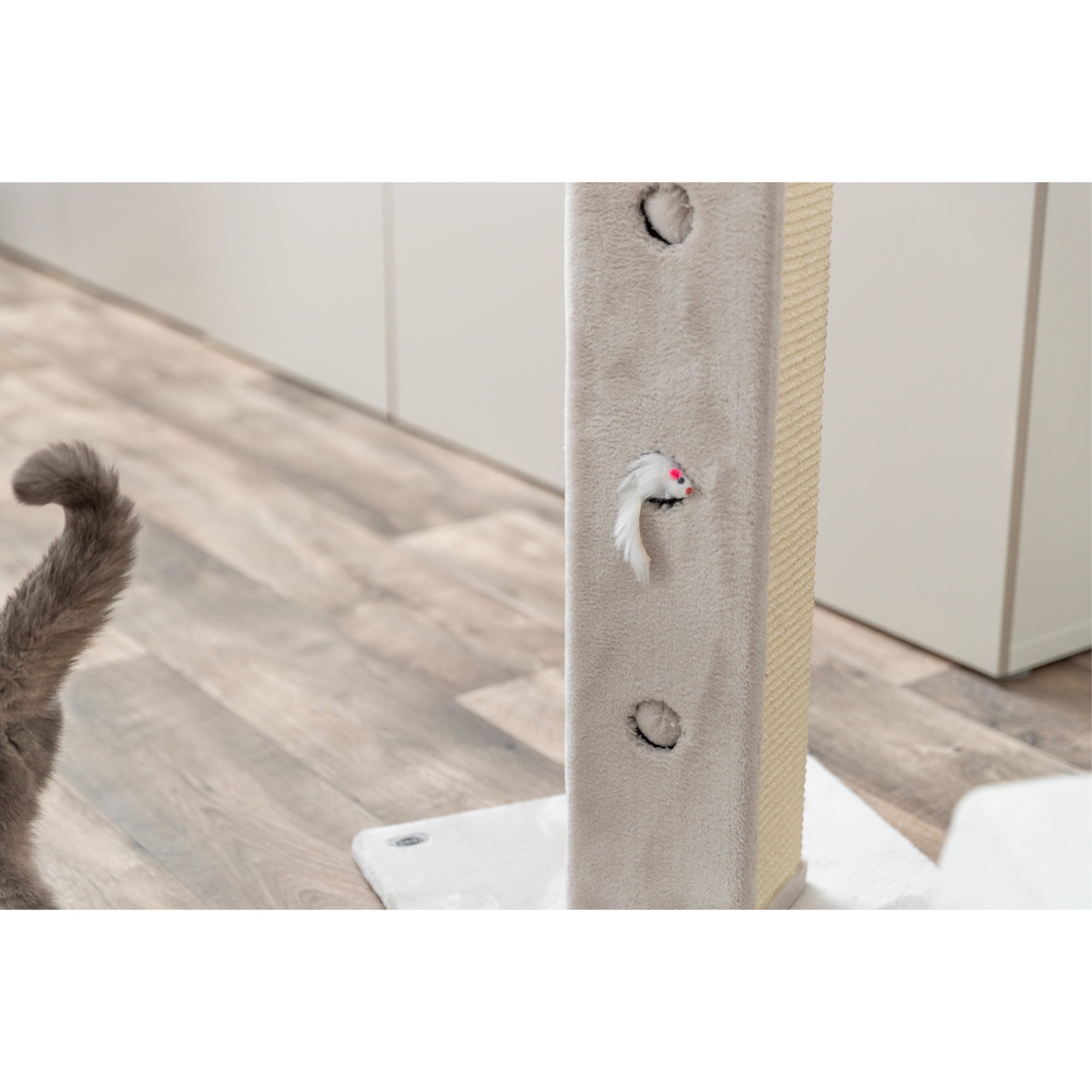 TRIXIE Soria Plush & Sisal 31.5" Square Scratching Posts, Cat Toys for Hunting, Greige