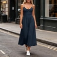 thumbnail image 6 of Plus Size Fashion Women Summer Dresses 2026 Casual Solid Color Loose Sleeveless V-neck Double Pocket Dress S-2XL, 6 of 9