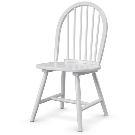 Costway Set of 4 Vintage Windsor Dining Side Chair Wood Spindleback Kitchen Room - White