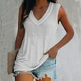 thumbnail image 2 of up to 60% off Gifts Usmixi Womens Tank Tops Casual Comfy Breathable Loose Fit Tunic Vest Tees Tops Summer Trendy Solid V-Neck Sleeveless Shirts Blouse White l, 2 of 5