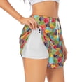 thumbnail image 1 of Balery Colorful Fish 2 Pantalones cortos deportivos para mujer con forro y dos bolsillos, elásticos, para entrenamiento, gimnasio, yoga-Large, 1 of 7