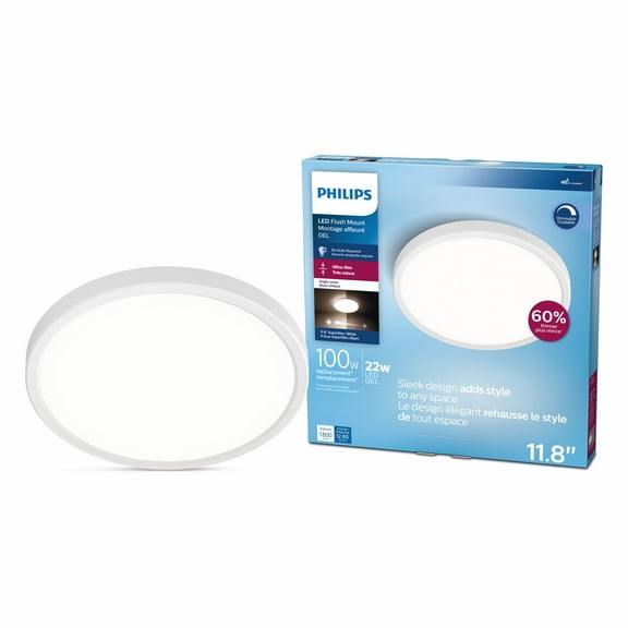 Philips LED 100-Watt 11.8" Super Slim Ceiling Light, Bright White, Dimmable, Flush Mount (1-Pack)