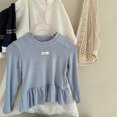 thumbnail image 1 of Spring Long Sleeve T-shirts for Girls Korean Stylish Kid's Ruffled Hem Base Layer Top Autumn Children's Clothing Girls Blouse, 1 of 6