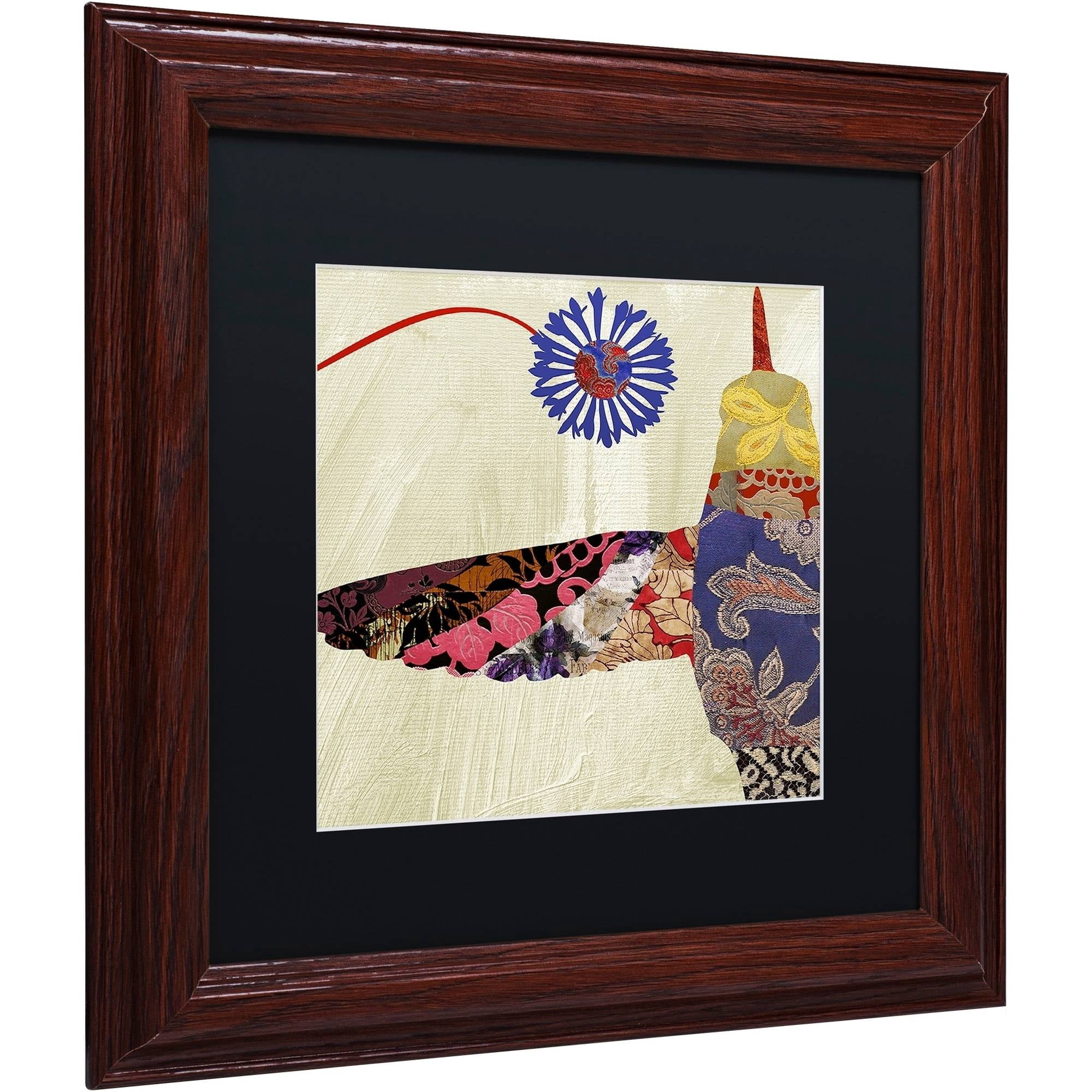 Trademark Fine Art "Hummingbird Brocade I" Canvas Art by Color Bakery Black Matte, Wood Frame