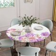 thumbnail image 5 of Pink Purple Spring Floral Round Tablecloth for 45-54 Inch Tables, Fitted Table Cover with Elastic Edge, Summer Flower Botanical Waterproof Outdoor Table Cloth Protector for Patio Garden Dinner Picnic, 5 of 9