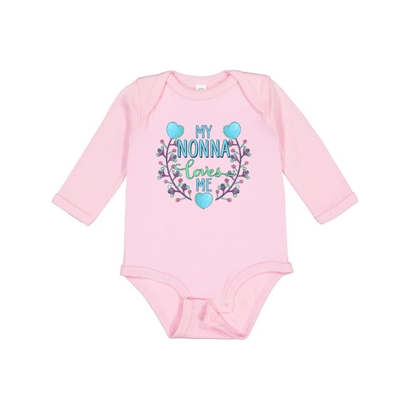 Inktastic My Nonna Loves Me with Flowers and Hearts Boys or Girls Long Sleeve Baby Bodysuit