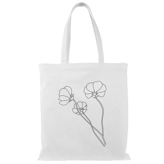 Smartprints Nature Windflower Lineart Tote Bag - Image by Shutterstock, One Size Cotton Canvas Tote Bag