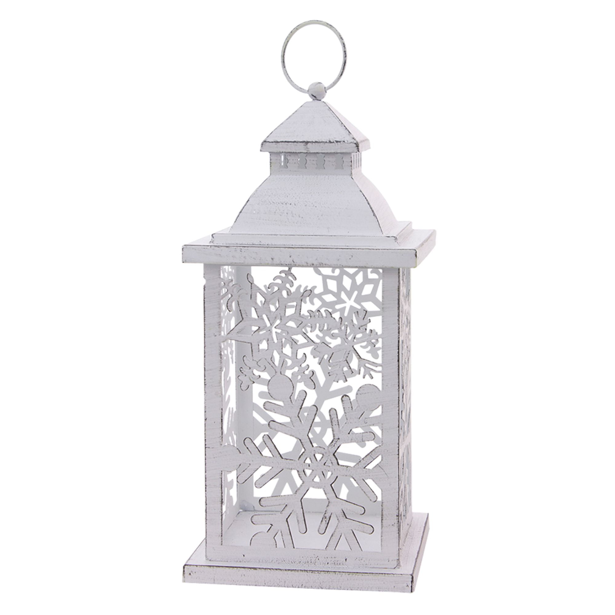 13" White Decorative Ornate Glass Lantern