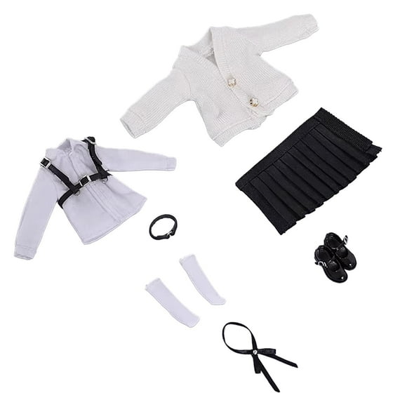 Xuanheng Ensemble d'Uniforme Scolaire pour Femme 1/12 Vêtements de Figurine Articulée pour Figurines Articulées 1/12 Noir