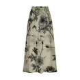 thumbnail image 4 of Long Skirts for Women Summer Vintage Floral Printed Elastic Waisted Pleated Skirt with Pocket Plus Size Maxi Skirt on Clearance, 4 of 5