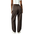 thumbnail image 5 of XPMWRP Women Elastic High Waist Big Patch Pocket Denim Wide Leg Pants Front Split Ankle Loose Lightweight Jeans Casual Walking Vacation Trousers Coffee XL, 5 of 7