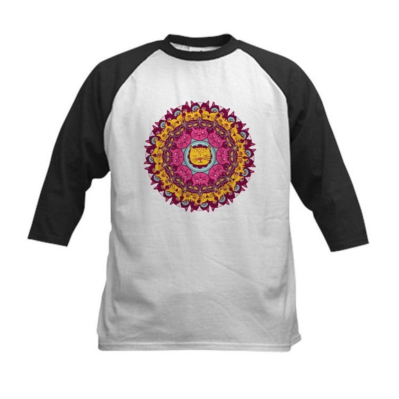 CafePress - Mandala Cats Baseball Jersey - Kids Cotton Baseball Jersey, 3/4 Sleeve Shirt
