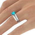 thumbnail image 3 of 14K White Gold 4.20 ctw Blue Topaz Ring with Diamonds Bridge Channel set Princess, 3 of 7