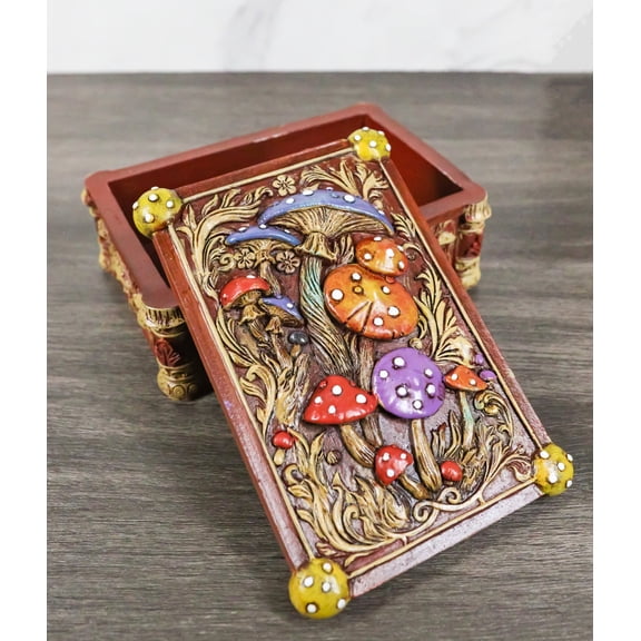 Witchcraft Toadstool Mushrooms Forest Wicca Ornate Tarot Cards Trinket Box