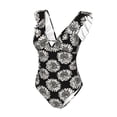 thumbnail image 4 of Yiaed White Sunflowers Print Women's Ruffled One Piece Swimsuit V Neck Swimwear Slimming Monokini for Woman-Medium, 4 of 8