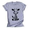 thumbnail image 5 of Yuwull Oversized T Shirts for Women, Womens Summer Tops Giraffe Print Graphic Short Sleeve Crew Neck T-Shirt Plus Size Womens Cute Tops Gary On Clearance, 5 of 6
