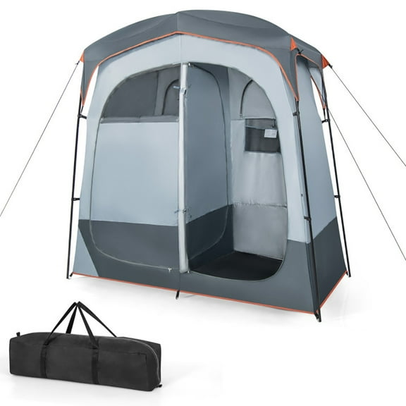 GVN 2 Rooms Oversize Privacy Shower Tent with Removable Rain Fly and Inside Pocket-Gray, Beach Shade, Easy Pop Up Beach Shade Beach Tent, SMQB Shelter Instant Portable Beach Tent Umbrella