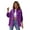 Purple M, variant on Women Denim Jacket Retro Single-breasted Ripped Hole Turn-down Collar Long Sleeves Solid Color Flap Pockets Lady Coat Commuting Shopping Coat