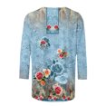 thumbnail image 4 of Pompotops T-shirt Mode Imprimé Ample Manches 3/4 Blouse Col Rond Tops Décontractés Liquidation, 4 of 5