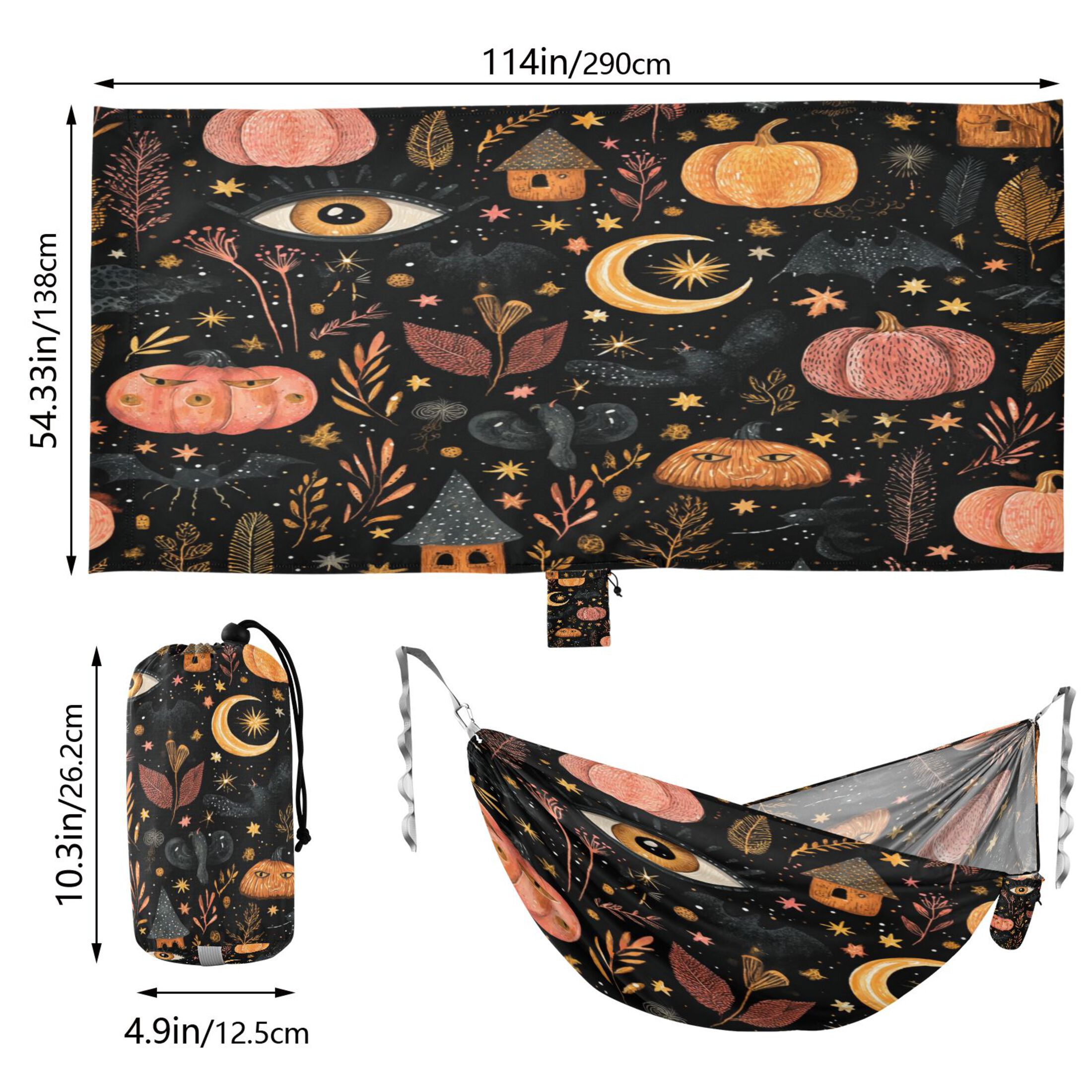 Hammock Camping Hammock Nylon Portable Hammock Travel Camping Hammock Halloween Pink Pumpkin