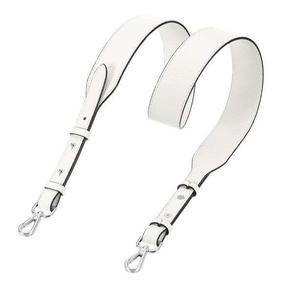 PU Leather Purse Strap, 41.7"-45.3" Adjustable Crossbody Replacement Straps 1.5" Width for Handbags, Shoulder Bag (White, Silver Clasp)