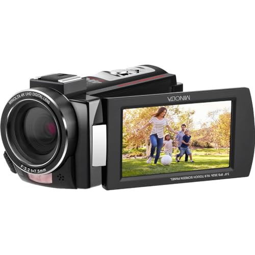 Minolta MN4K25NV 4K Ultra HD 30 Mega Pixels Night Digital Vision Video Camcorder (Black) Bundle With  128GB Memory Card + Camera Tripod + LED light + More Accessories