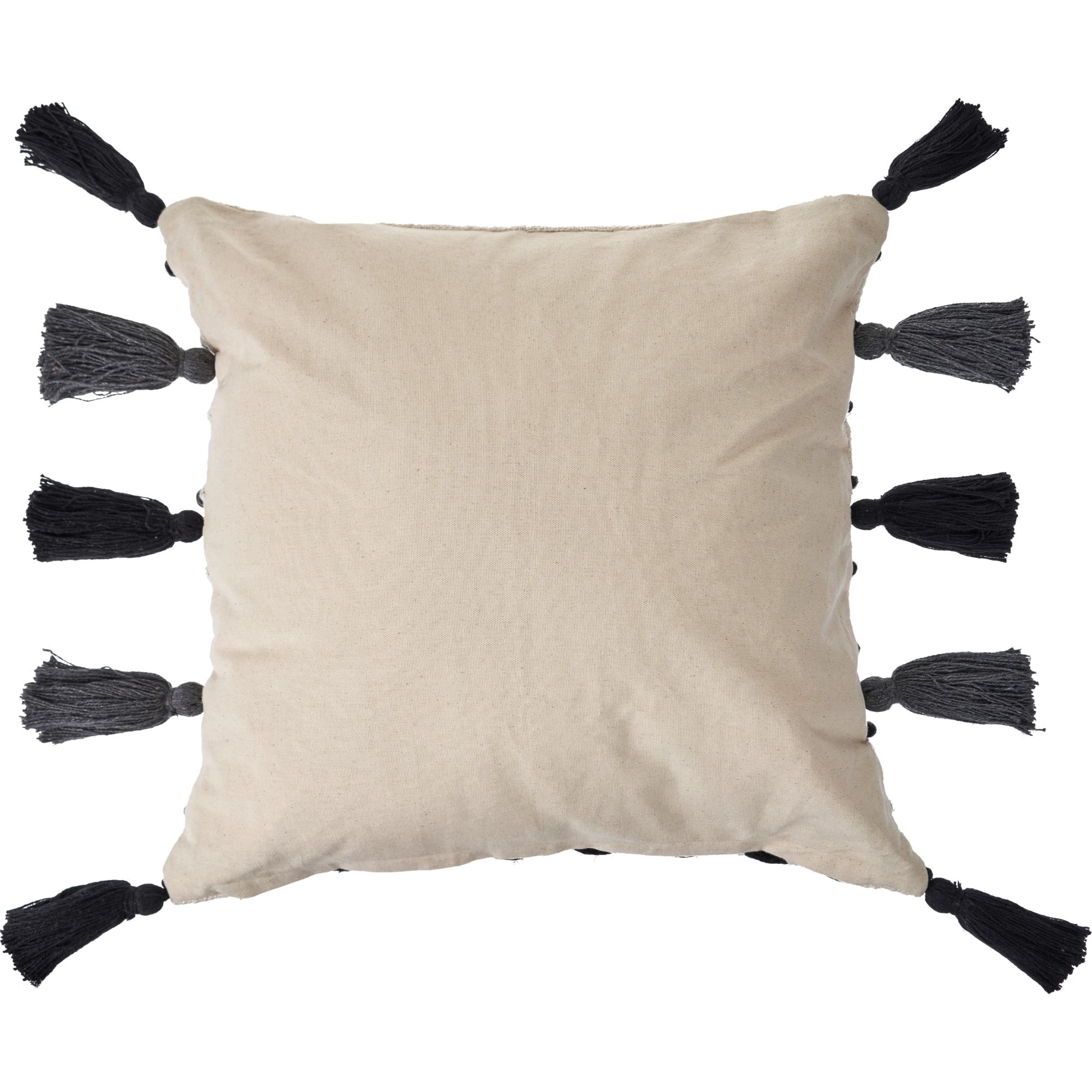 Laddha Home Designs Handwoven Striped Embroidered Cotton Throw Pillow Cover - 20" - Cream and Black