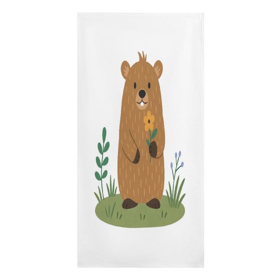 RKSupls Friendly Beaver Flower Field Microfiber Beach Towel Absorbent Compact Towels for Swimming Pool Beach Travel Things for Vacation Essentials Adult Gift,61.4×30.3Inch