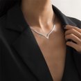 thumbnail image 2 of Simple Creative V-shaped Necklace For Women Flat Snake Chain Choker Fashion Blade Chains Neck Accessories Jewelry Gift, 2 of 5