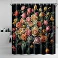 thumbnail image 4 of Green Botanical Shower Curtain for Bathroom, Dark Green Floral Shower Curtain Boho Plants Bathroom Curtain Decor, Waterproof Boho Floral Shower Curtain with 12 Hooks 60x72 Inch, 4 of 5