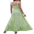 thumbnail image 4 of Women‘s Summer Boho Spaghetti Strap Square Neck Solid Color Ruffle A Line Beach Long Maxi Dress, 4 of 5