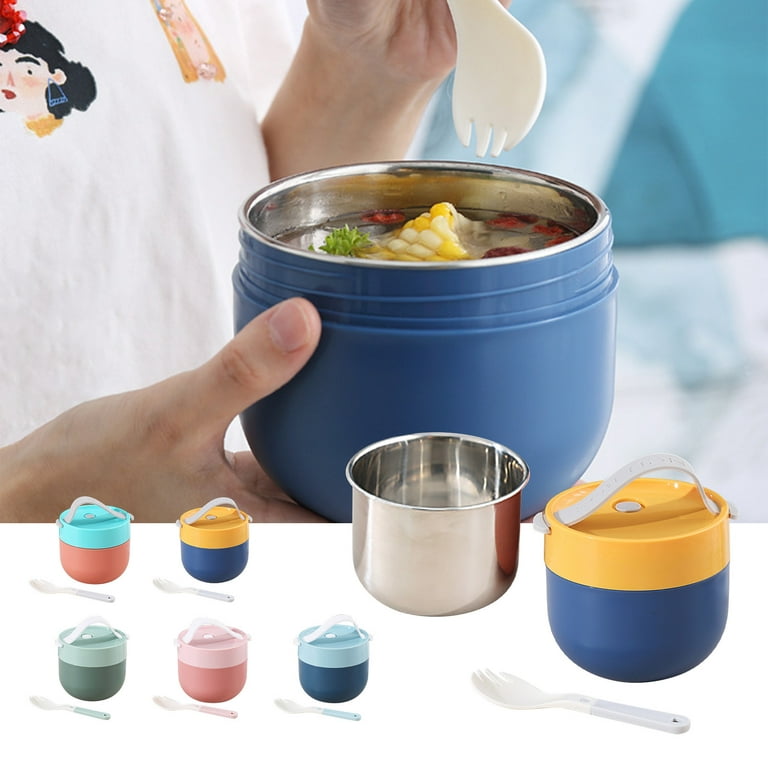 Wovilon Vacuum Insulated Kids Food Jar with Folding Spoon, Soup