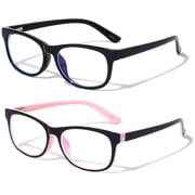 2 Pairs Kids Blue Light Blocking Glasses, Anti Eyestrain & UV Protection, Computer Gaming TV Phone Glasses for Boys Girls - Clear Lens Eye Glasses (Age 4-10)
