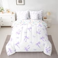 thumbnail image 2 of Castle Fairy Girly Ribbon Bow Bedding Comforter Set,Purple Bow Tie Queen Bedding Sets, 2 of 8