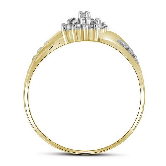10K Yellow Gold Womens Round Diamond Cluster Ring 1/8 Cttw, Womens Size: 5-10