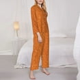 thumbnail image 4 of Bingfone Womens Pajama Sets Orange Glitter Print,Long Sleeve Loungewear Pajamas Set-Small, 4 of 9