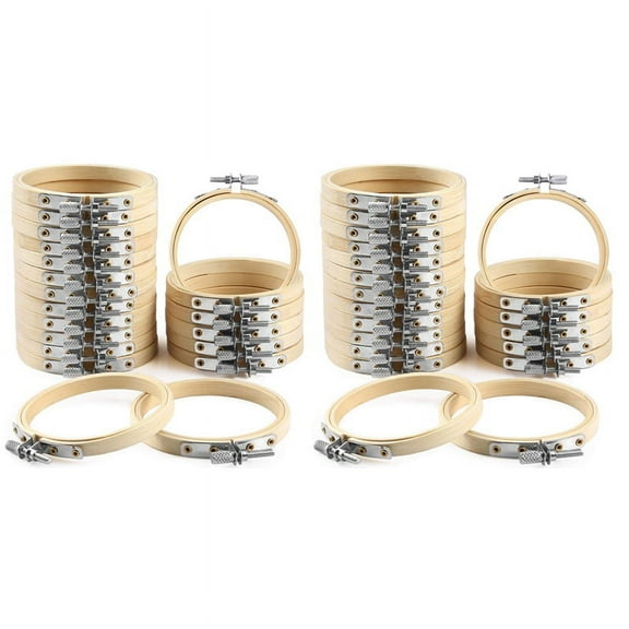 40 Pieces 3 Inch Bamboo Embroidery Hoops Round Wooden Circle Cross Hoop Round Ring for Art Craft Handy Sewing