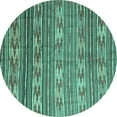 thumbnail image 1 of Ahgly Company Machine Washable Indoor Round Southwestern Turquoise Blue Country Area Rugs, 6' Round, 1 of 4